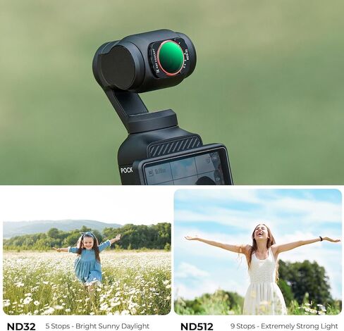 K&F Concept Magnetic ND Filter Kit for DJI Osmo Pocket 3 Creator Combo -4-Pack (ND4+ND8+ND16+ND32), Optical Glass/HD/Multi-Coated Filters in Kuwait