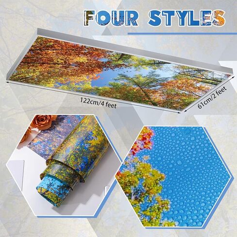 Amylove 4 Pcs Fluorescent Light Covers Classroom Ceiling Panels Light Filters with Backlit Film Material for Office School, 4 x 2 Feet(Dreamy Color,Galaxy Stars) in Kuwait