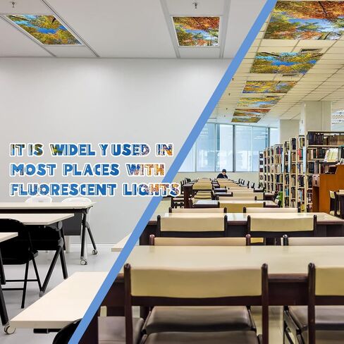Amylove 4 Pcs Fluorescent Light Covers Classroom Ceiling Panels Light Filters with Backlit Film Material for Office School, 4 x 2 Feet(Dreamy Color,Galaxy Stars) in Kuwait