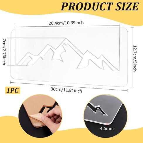 BENECREAT Mountain Clear Acrylic Router Inlay Template, Woodworking Router Template with Protective Film for Creating Unique Inlays in Signs, Charcuterie Boards, 11.8x5inch, 4.5mm Thick in Saudi Arabia