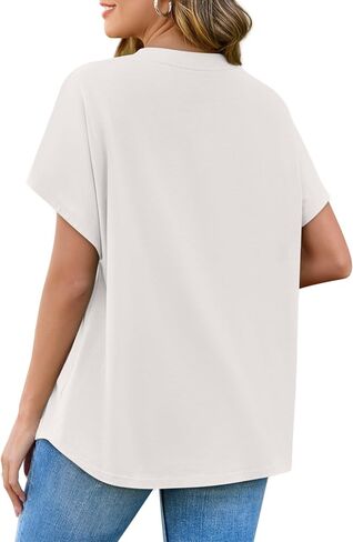 Yousify Women's Maternity Shirts Short Sleeve Crew Neck Tunic Tops Casual Babydoll Spring Summer Blouses Clothes in Saudi Arabia