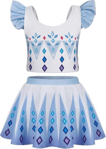 Wonderbabe Princess Swimsuits Girls قطعتين للسباحة الصيفية حارس مرفح السباحة الثلج ثوب السباحة مع تنورة in Kuwait