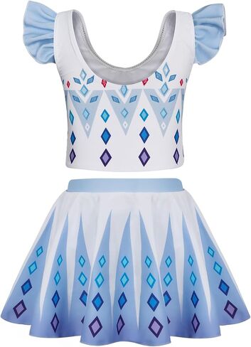 Wonderbabe Princess Swimsuits Girls قطعتين للسباحة الصيفية حارس مرفح السباحة الثلج ثوب السباحة مع تنورة in Kuwait