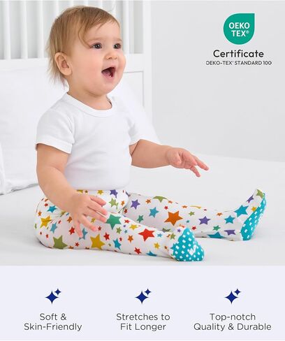 Bamboo Viscose 3-Pack Newborn Pants for Infant Girls Baby Footed Pants in Saudi Arabia