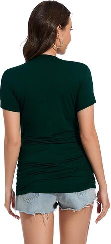 Smallshow Women's Maternity Shirts Crew Neck Short Sleeve Pregnancy Clothes 3 Pack in Kuwait