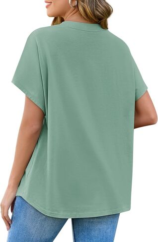 Yousify Women's Maternity Shirts Short Sleeve Crew Neck Tunic Tops Casual Babydoll Spring Summer Blouses Clothes in Saudi Arabia
