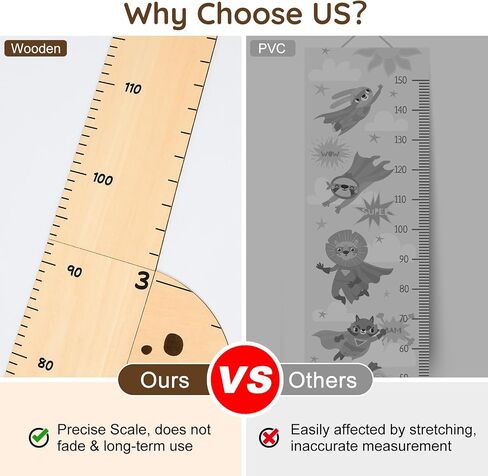 FIOBEE Growth Chart for Wall Wooden Kids Height Chart with DIY Stickers Cute Height Measurement Ruler for Toddler Baby Boys Girls Nursery Room Decor, Dinosaur in Saudi Arabia