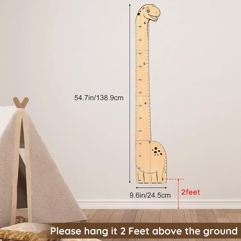 FIOBEE Growth Chart for Wall Wooden Kids Height Chart with DIY Stickers Cute Height Measurement Ruler for Toddler Baby Boys Girls Nursery Room Decor, Dinosaur in Saudi Arabia