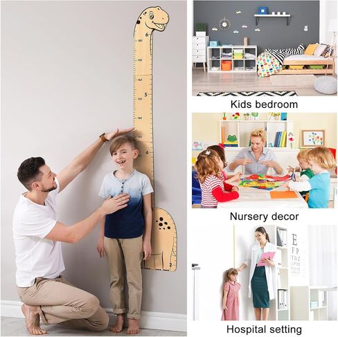 FIOBEE Growth Chart for Wall Wooden Kids Height Chart with DIY Stickers Cute Height Measurement Ruler for Toddler Baby Boys Girls Nursery Room Decor, Dinosaur in Saudi Arabia