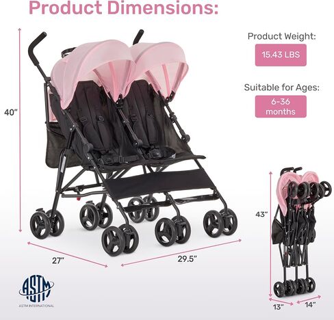 Dream On Me Twin Venture Umbrella Stroller in Red in Saudi Arabia