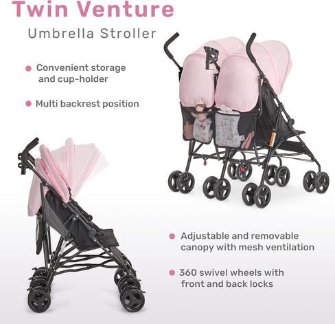 Dream On Me Twin Venture Umbrella Stroller in Red in Saudi Arabia