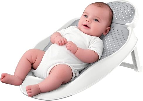 Baby Bathtub Support for Babies 0-6 Months, Foldable Portable Infant Bathtub, Ergonomic Mesh Baby Bath Tub, Grey in Saudi Arabia