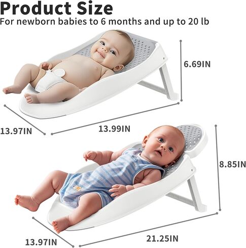 Baby Bathtub Support for Babies 0-6 Months, Foldable Portable Infant Bathtub, Ergonomic Mesh Baby Bath Tub, Grey in Saudi Arabia