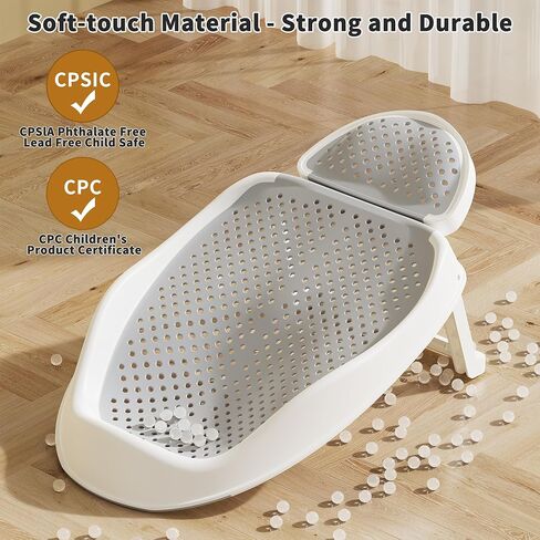 Baby Bathtub Support for Babies 0-6 Months, Foldable Portable Infant Bathtub, Ergonomic Mesh Baby Bath Tub, Grey in Saudi Arabia
