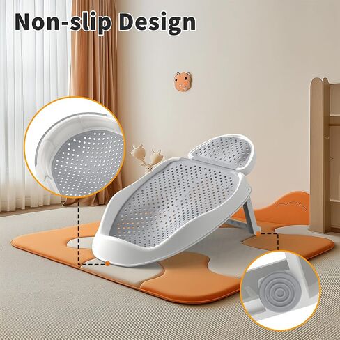 Baby Bathtub Support for Babies 0-6 Months, Foldable Portable Infant Bathtub, Ergonomic Mesh Baby Bath Tub, Grey in Saudi Arabia