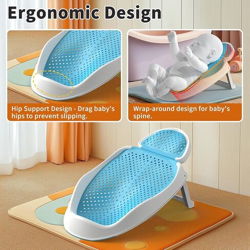 Baby Bathtub Support for Babies 0-6 Months, Foldable Portable Infant Bathtub, Ergonomic Mesh Baby Bath Tub, Grey in Kuwait