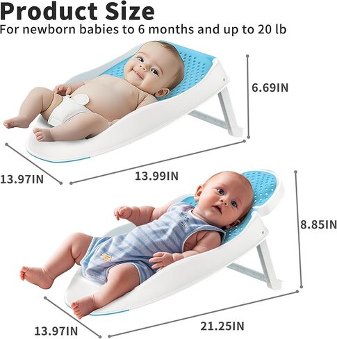 Baby Bathtub Support for Babies 0-6 Months, Foldable Portable Infant Bathtub, Ergonomic Mesh Baby Bath Tub, Grey in Kuwait