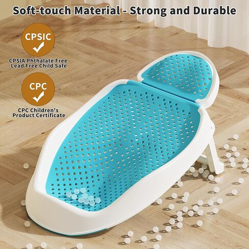 Baby Bathtub Support for Babies 0-6 Months, Foldable Portable Infant Bathtub, Ergonomic Mesh Baby Bath Tub, Grey in Kuwait
