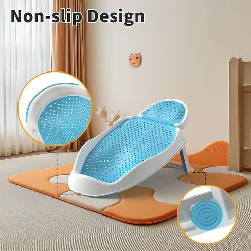 Baby Bathtub Support for Babies 0-6 Months, Foldable Portable Infant Bathtub, Ergonomic Mesh Baby Bath Tub, Grey in Kuwait