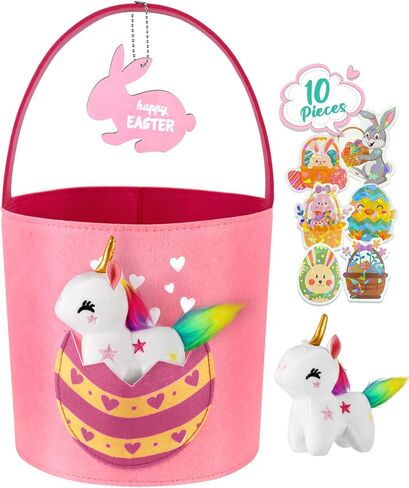 Swooflia لطيف Bunny Easter Basket for Kids - حقائب كبيرة مخصصة تشمل دمية واحدة صغيرة من أفلامي واحد لي اسم دلو أول لعبة Easter Egg Hunts ، هدية للفتيات الصبيان طفل الأطفال in Kuwait