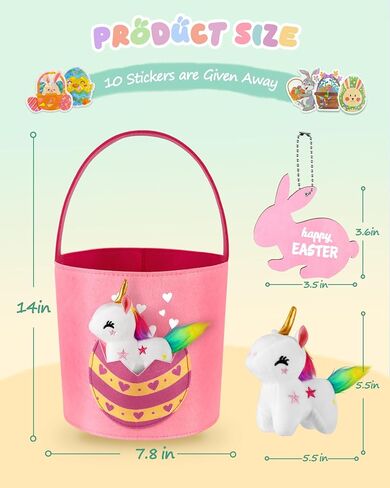 Swooflia لطيف Bunny Easter Basket for Kids - حقائب كبيرة مخصصة تشمل دمية واحدة صغيرة من أفلامي واحد لي اسم دلو أول لعبة Easter Egg Hunts ، هدية للفتيات الصبيان طفل الأطفال in Kuwait