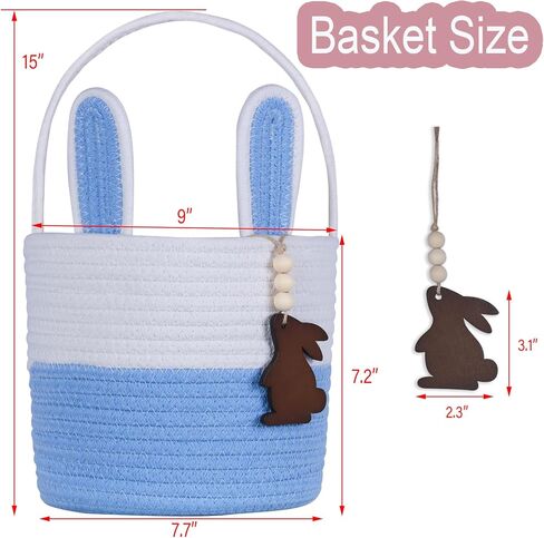 سلال عيد الفصح للأطفال سلة عيد الفصح الفارغة للفتيان مع الفتيات مع Bunny Tag Egge Gifts Fastion Studdler Toddler Babys First Easter Basket in Kuwait