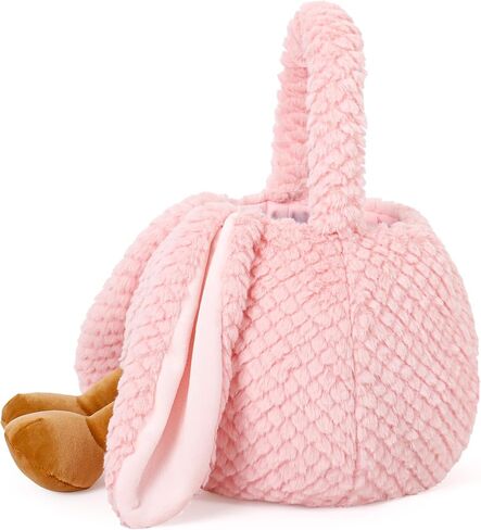 Easter Basket Plush for Kids, Cute Bunny Easter Bucket Egg Hunt Bag Boys Girls Festivals Gift in Kuwait