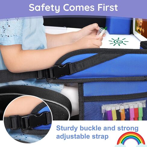 2Pcs Kids Travel Tray, Travel Tray for Kid with Drawing Kit, Carseat Trays for Toddler, Toddler Road Trip Essentials, Blue in Saudi Arabia