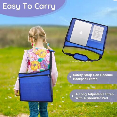 2Pcs Kids Travel Tray, Travel Tray for Kid with Drawing Kit, Carseat Trays for Toddler, Toddler Road Trip Essentials, Blue in Saudi Arabia
