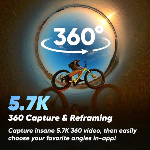 Insta360 X3-360 Action Camera with 5.7K 360 Active HDR Video, 4K Single-Lens Camera, Waterproof, FlowState Stabilization, 2.29" Touchscreen, AI Editing, for Motorcycle, Wintersports and Vlogging in Saudi Arabia