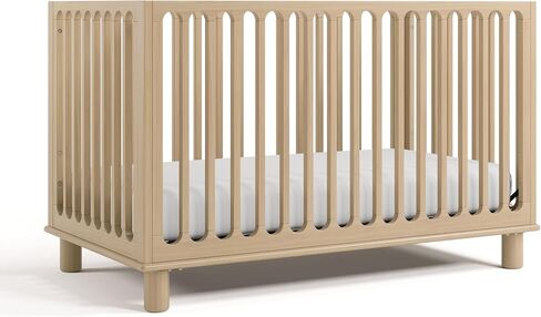 Storkcraft Sicily Deluxe 3-in-1 Convertible Crib with Bonus Toddler Guardrail (Driftwood) – GREENGUARD Gold Certified, Toddler Safety Guardrail Included, Fits Standard Crib Mattress in Saudi Arabia