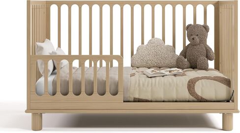 Storkcraft Sicily Deluxe 3-in-1 Convertible Crib with Bonus Toddler Guardrail (Driftwood) – GREENGUARD Gold Certified, Toddler Safety Guardrail Included, Fits Standard Crib Mattress in Saudi Arabia