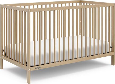 Graco Teddi 4-in-1 Convertible Mini Crib with Bonus Mattress, Driftwood | GREENGUARD Gold Certified, 2.75-Inch Water Resistant Mattress Included, Small Spaces Crib, Easy 30-Minute Assembly in Saudi Arabia