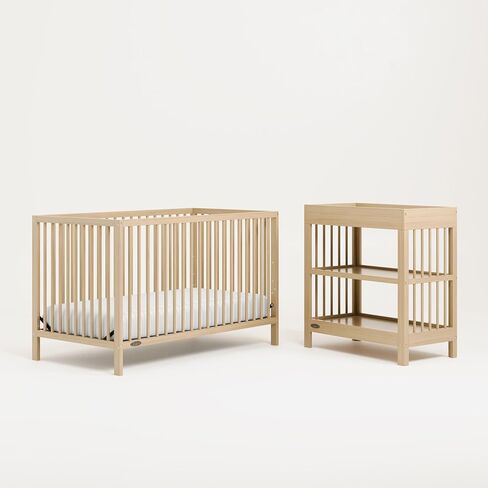 Graco Teddi 4-in-1 Convertible Mini Crib with Bonus Mattress, Driftwood | GREENGUARD Gold Certified, 2.75-Inch Water Resistant Mattress Included, Small Spaces Crib, Easy 30-Minute Assembly in Saudi Arabia