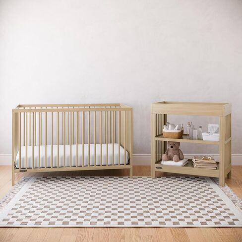 Graco Teddi 4-in-1 Convertible Mini Crib with Bonus Mattress, Driftwood | GREENGUARD Gold Certified, 2.75-Inch Water Resistant Mattress Included, Small Spaces Crib, Easy 30-Minute Assembly in Saudi Arabia