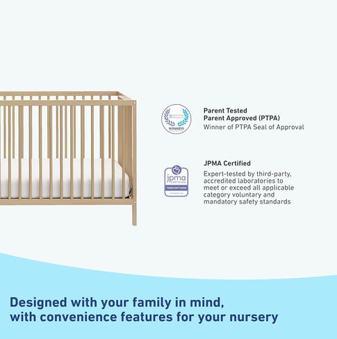 Graco Teddi 4-in-1 Convertible Mini Crib with Bonus Mattress, Driftwood | GREENGUARD Gold Certified, 2.75-Inch Water Resistant Mattress Included, Small Spaces Crib, Easy 30-Minute Assembly in Saudi Arabia