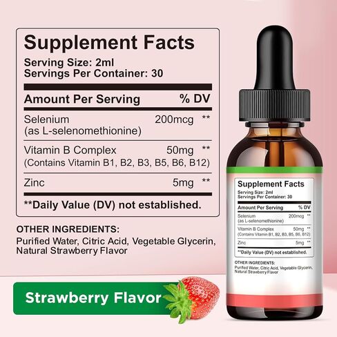 Selenium Liquid Drops, 200mcg Liquid Selenium Supplement with Vitamin C & Zinc, Support for Immune System, Antioxidant & Heart Health, High Absorption, Pineapple Flavor, 2 Fl Oz in Saudi Arabia