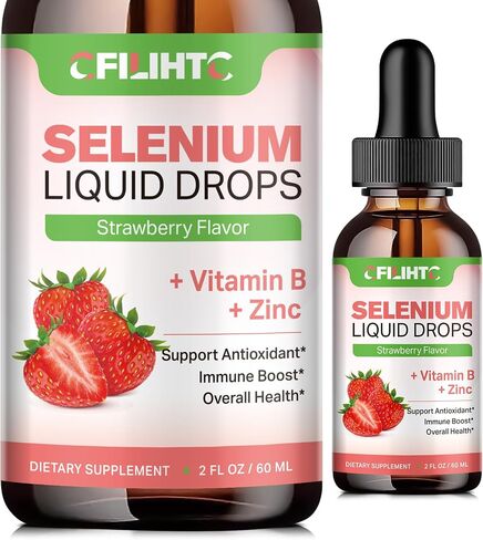 Selenium Liquid Drops, 200mcg Liquid Selenium Supplement with Vitamin C & Zinc, Support for Immune System, Antioxidant & Heart Health, High Absorption, Pineapple Flavor, 2 Fl Oz in Saudi Arabia