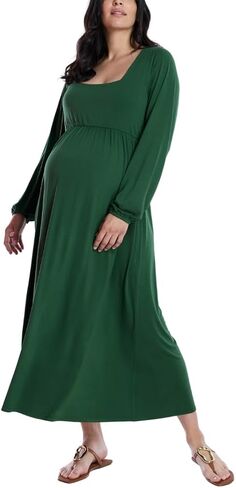 Motherhood Maternity Women's Long Sleeve Empire Waist Maxi Pregnancy Dress in Kuwait