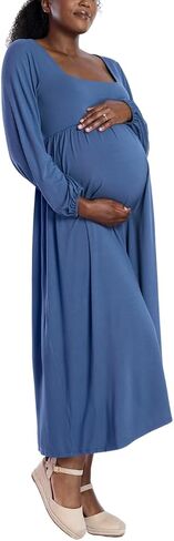 Motherhood Maternity Women's Long Sleeve Empire Waist Maxi Pregnancy Dress in Kuwait
