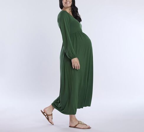 Motherhood Maternity Women's Long Sleeve Empire Waist Maxi Pregnancy Dress in Kuwait