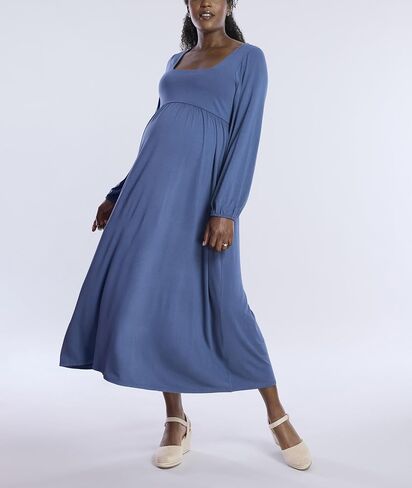 Motherhood Maternity Women's Long Sleeve Empire Waist Maxi Pregnancy Dress in Kuwait