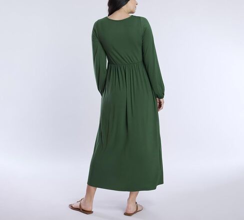 Motherhood Maternity Women's Long Sleeve Empire Waist Maxi Pregnancy Dress in Kuwait