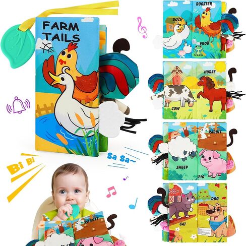 Baby Books for Shower Gift, Baby Books 0-6 Months, Baby Crinkle Books, Tummy Time Toys, Baby Boys Girls Books, Early Learning Stroller Toy, Touch and Feel Books for Newborn, Infant Toys Developmental in Saudi Arabia