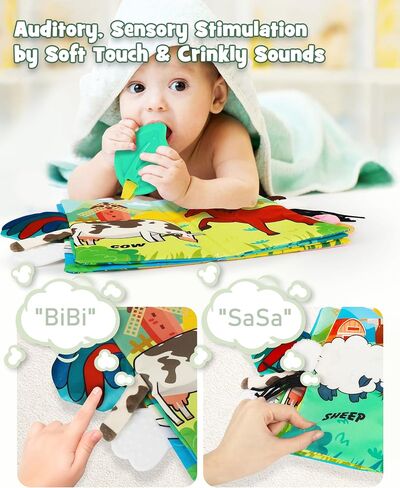 Baby Books for Shower Gift, Baby Books 0-6 Months, Baby Crinkle Books, Tummy Time Toys, Baby Boys Girls Books, Early Learning Stroller Toy, Touch and Feel Books for Newborn, Infant Toys Developmental in Saudi Arabia