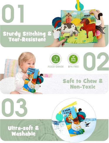 Baby Books for Shower Gift, Baby Books 0-6 Months, Baby Crinkle Books, Tummy Time Toys, Baby Boys Girls Books, Early Learning Stroller Toy, Touch and Feel Books for Newborn, Infant Toys Developmental in Saudi Arabia