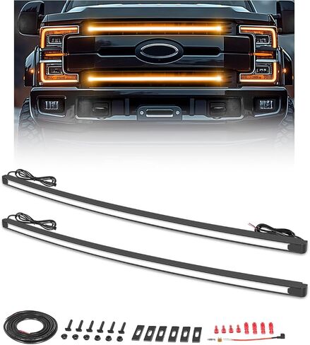 مصابيح شبكة LED OFFROADTOWN متوافقة مع 2017-2022 Ford Super Duty F-250 2 قطعة 37 بوصة منحني LED مصبغة ضوء بار عدة DRL LED مصبغة لهجة ضوء تحذير ضوء أمامي مصبغة LED ضوء in Saudi Arabia