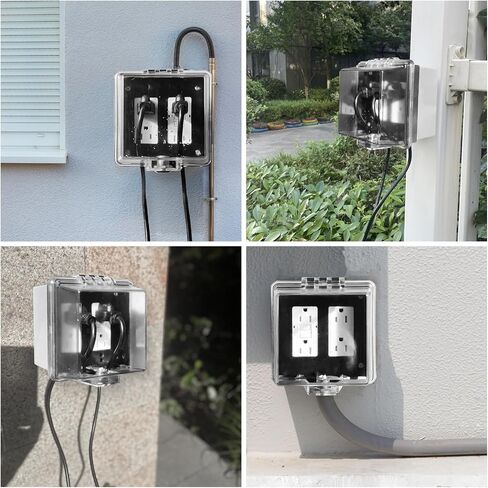 2 -Gang Baby Safety Duale Cover Box - قفل المفاتيح للحصول على تدقيق أفضل بكثير للطفل ، وتشغيل أسهل ، وتثبيت بسيط من 4 خطوات ، ويوفر مساحة إضافية في الداخل ، والمحولات ، و Clear in Kuwait