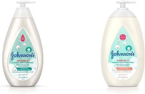 Johnson's CottonTouch Newborn Baby Wash & Shampoo with No More Tears, Hypoallergenic, 27.1 fl. oz with CottonTouch Newborn Baby Face and Body Lotion, 27.1 fl. oz in Saudi Arabia