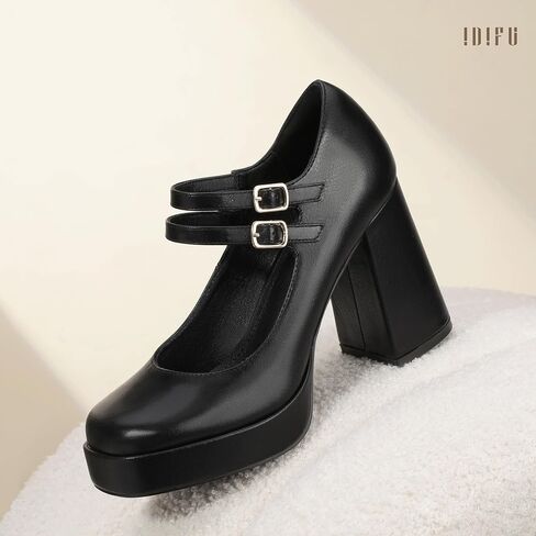 IDIFU IN4 Mary Jane Shoes Platform Chunky High Heels Closed Toe Dress Shoes for Women Wedding Work Business Homecoming Party Shoes Comfortable Casual Dressy Square Toe Heels Pumps in Kuwait
